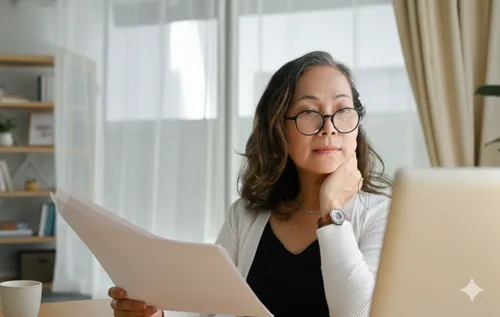 Professional reviewing documents