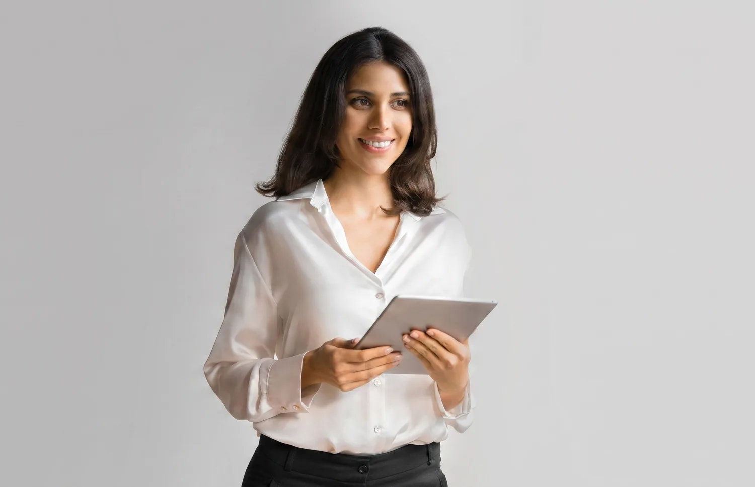 Remote job seeker holding a tablet