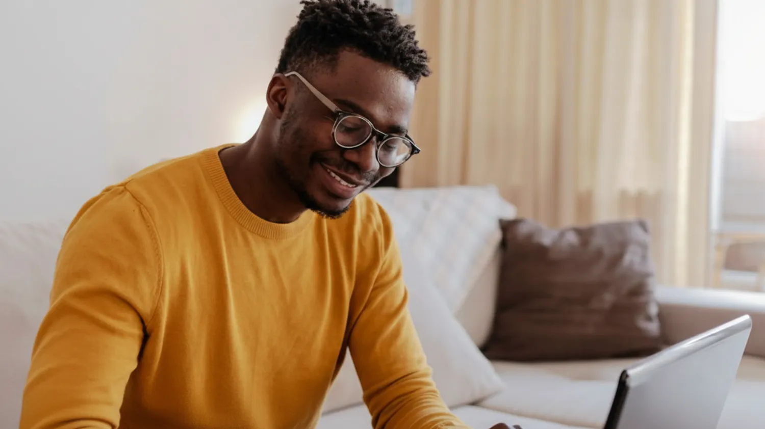 Professional man working on laptop